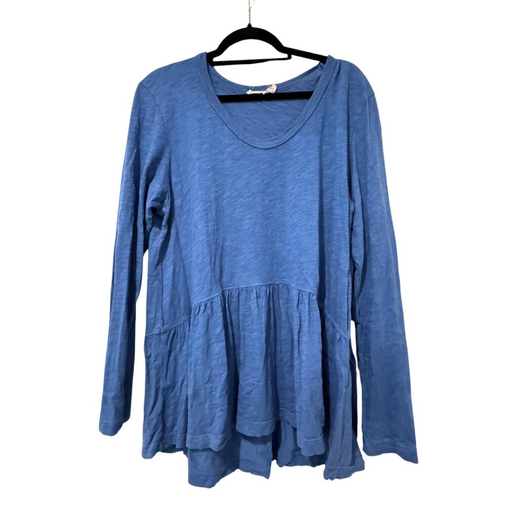 Wilt Long Sleeve Peplum Top - Blue - Size Large